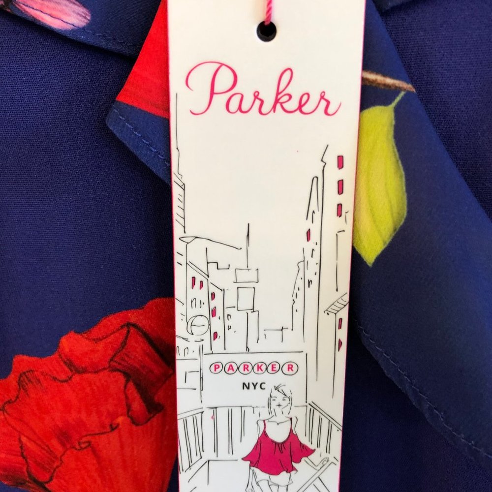 PARKER Blue Floral Print "Valencia" Dress - Picture 6 of 7